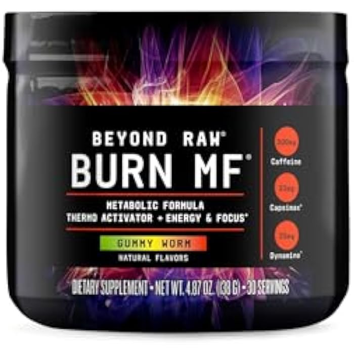 BEYOND RAW Burn MF, Metabolic Formula, Thermo Activator, Supports Energy and Focus, Gummy Worm, 30 Servings - Image 1