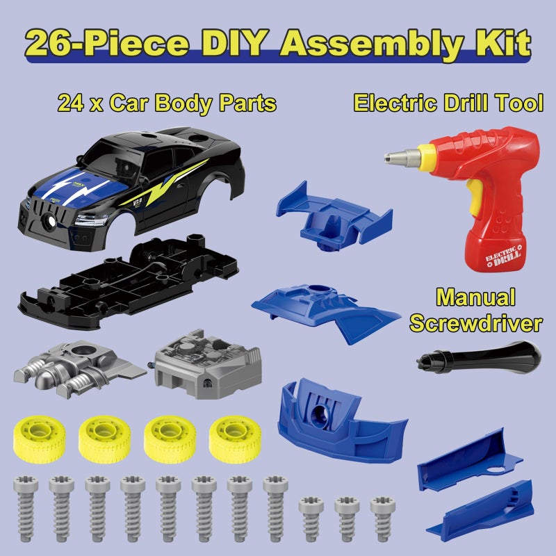 Pup Go Take Apart Toy Racing Car for Kids Age 3 Year Old 2 in 1 Build Your Own Car with Realistic Sounds  Lights Construction Vehicle Toys with Electric Drill Ideal Gitfs for Boys4 Spare Screws - Image 3