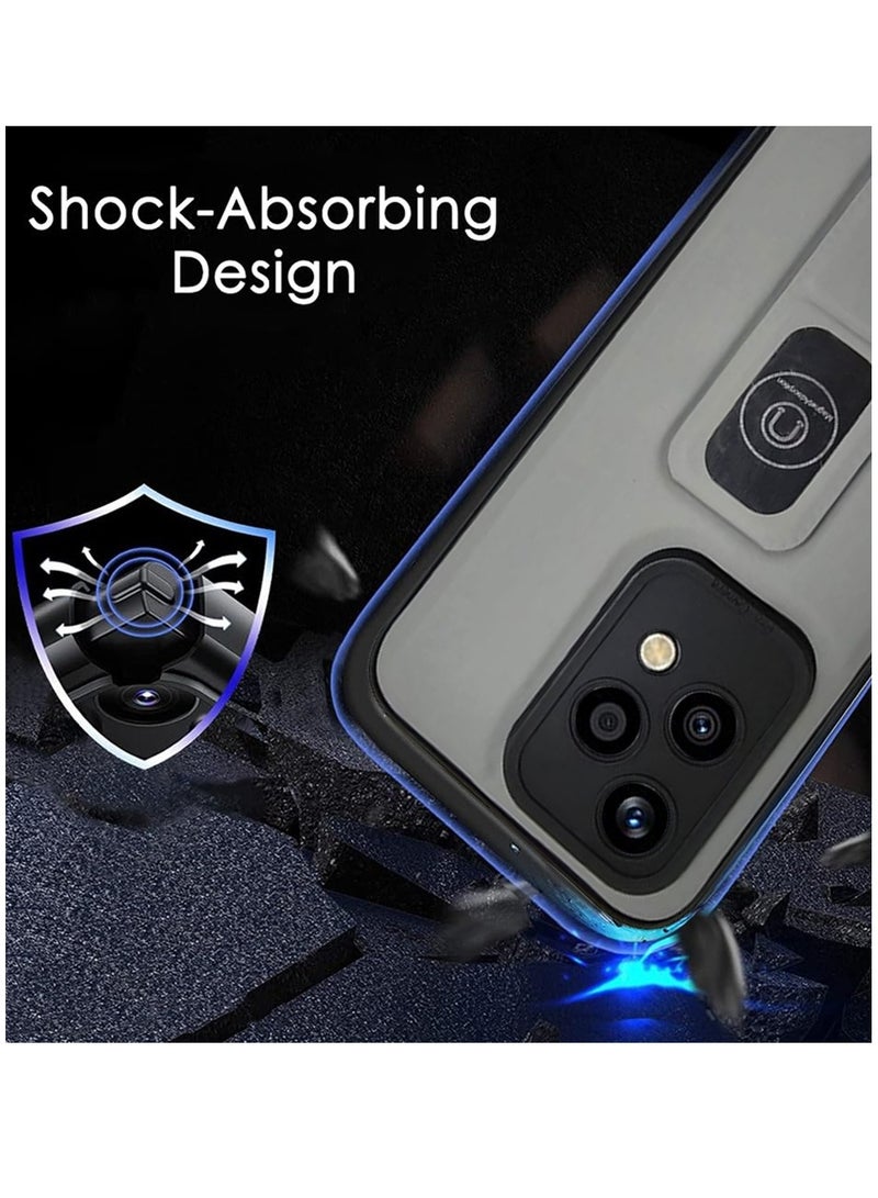 Techie Stylish TPU Silicone Back Cover Case with Magnetic Secure Hand Grip Kickstand for Honor 200 Lite – Grey - Image 3