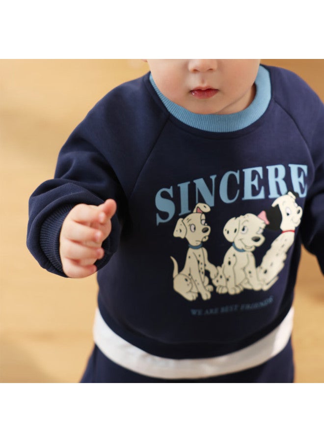 Luson Xiao O Ba Baby Boy's Early Autumn Sports Sweatshirt Set, New Cartoon Print Infant Autumn Outfit - Image 2
