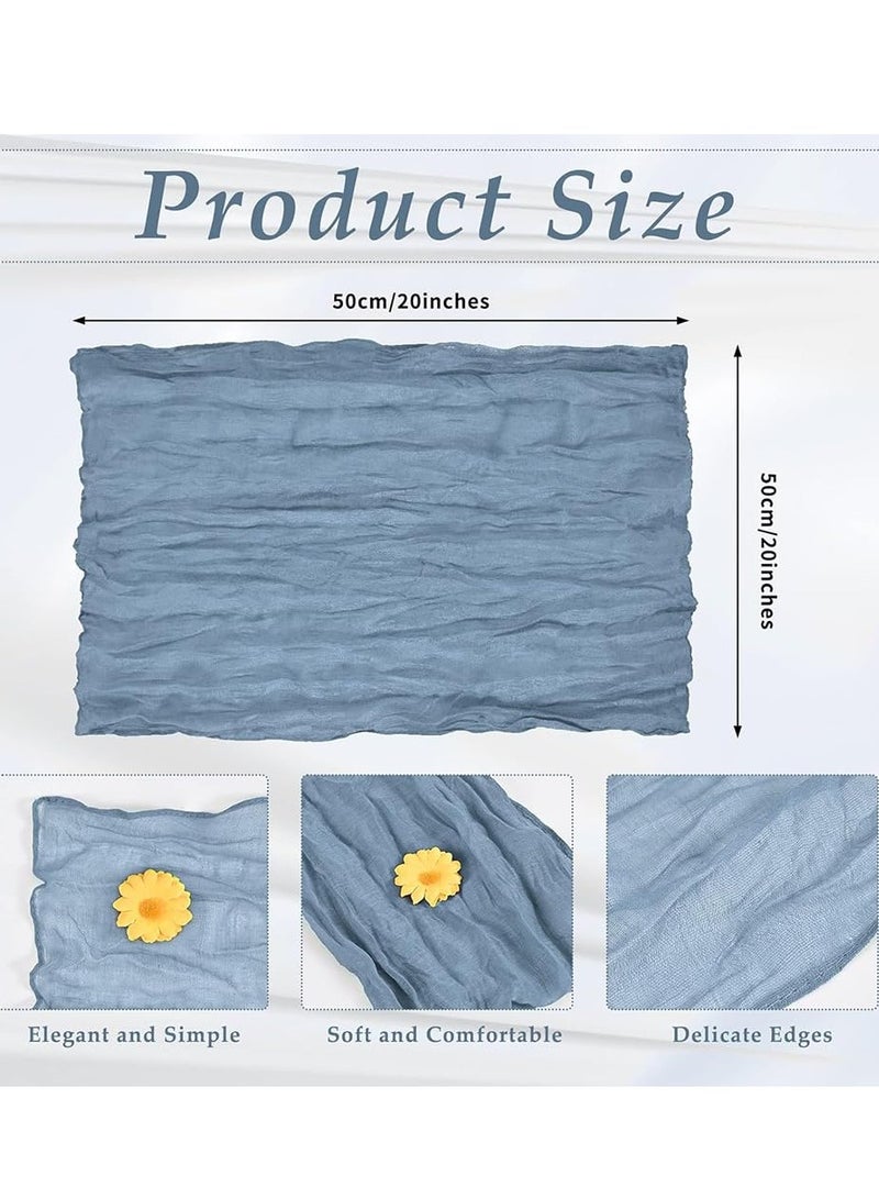 Hoasis 6Pcs Gauze Cheesecloth Napkins, Wrinkled Dinner Napkins, Decorative Table Napkins for Home, Wedding, Parties, Table Decoration 50*50cm  (Blue) - Image 2