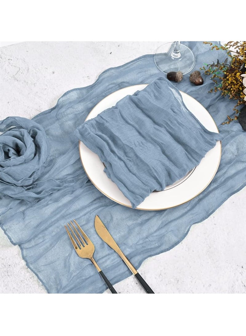 Hoasis 6Pcs Gauze Cheesecloth Napkins, Wrinkled Dinner Napkins, Decorative Table Napkins for Home, Wedding, Parties, Table Decoration 50*50cm  (Blue) - Image 3