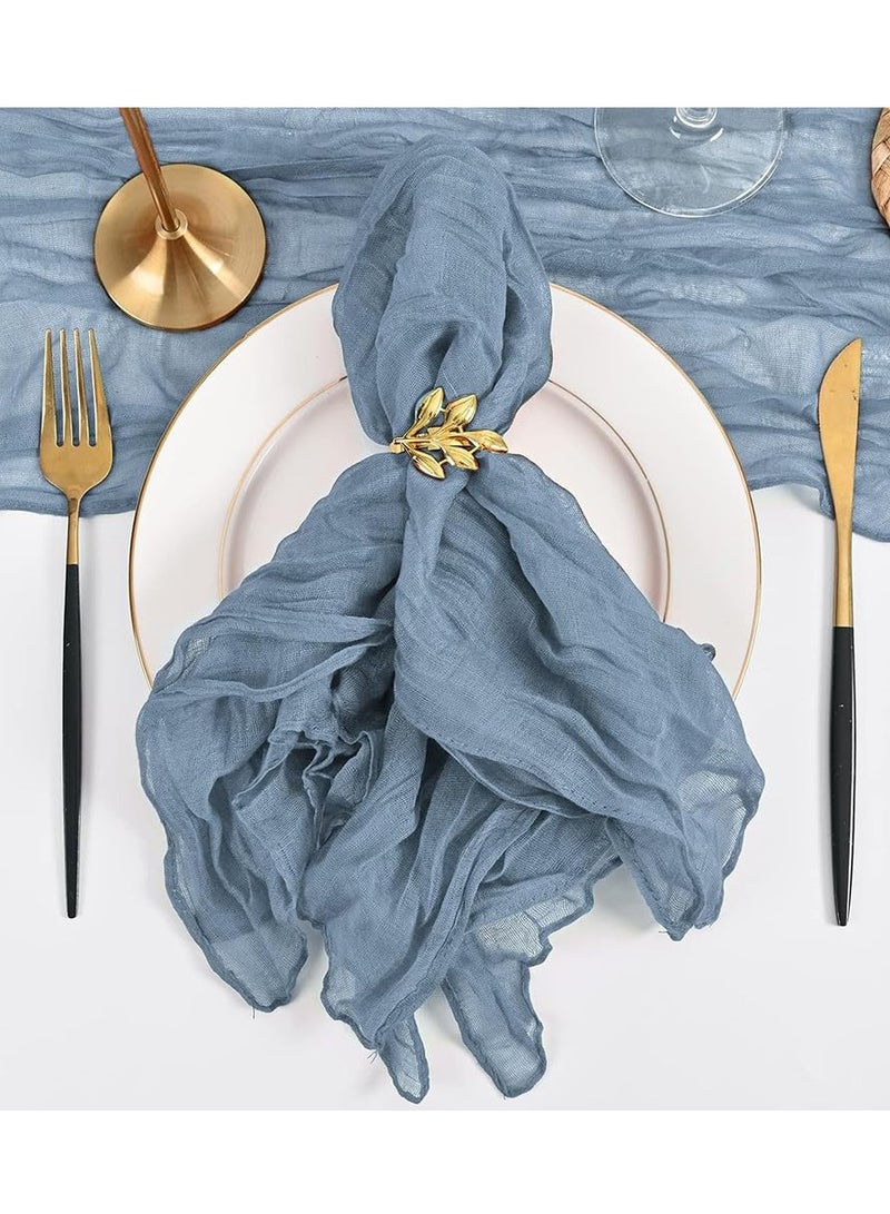 Hoasis 6Pcs Gauze Cheesecloth Napkins, Wrinkled Dinner Napkins, Decorative Table Napkins for Home, Wedding, Parties, Table Decoration 50*50cm  (Blue) - Image 5
