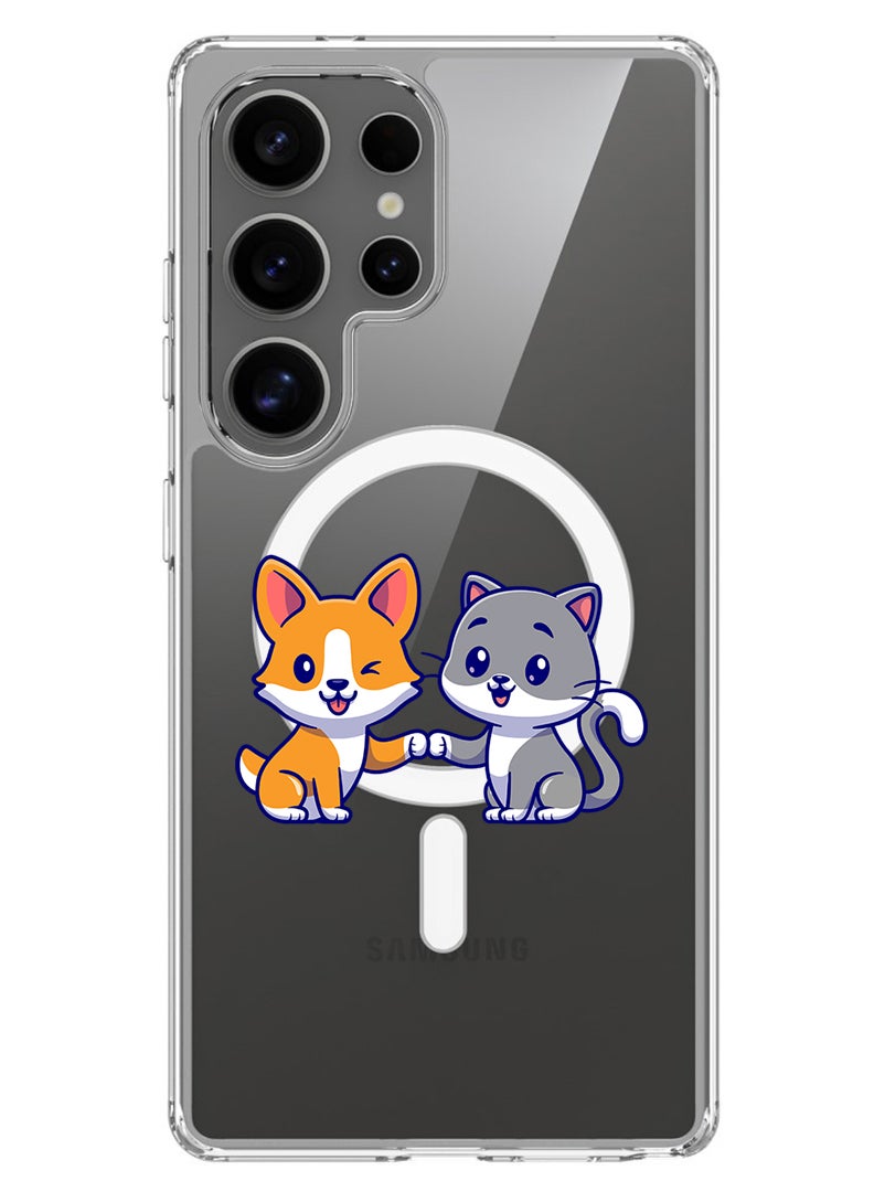 Theodor Magnetic Case for Samsung Galaxy S25 Ultra 6.9-inch Compatible with MagSafe Wireless Charging, Shockproof Phone Bumper Cover Cat and dog friendship  - Image 1