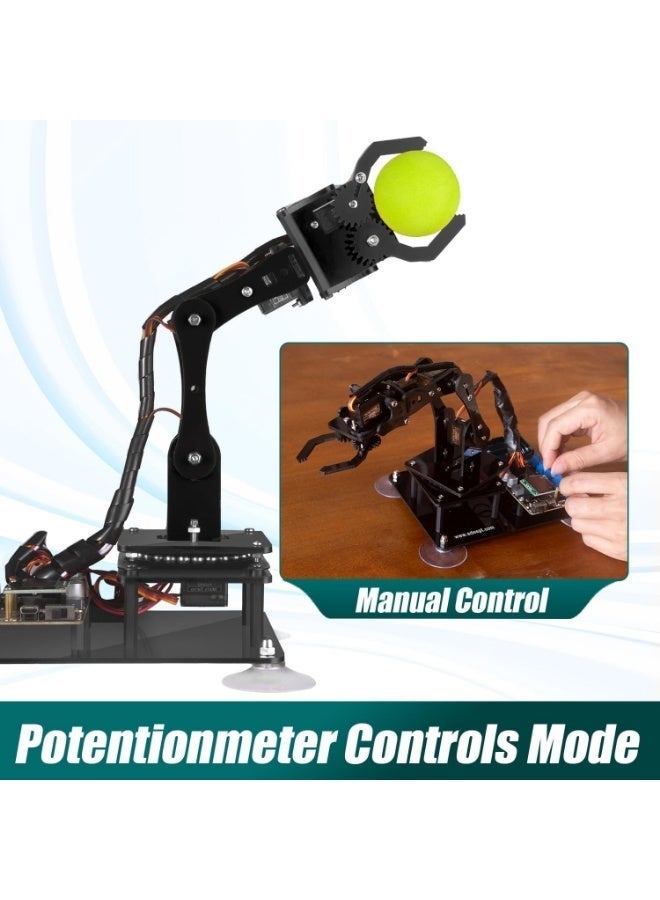 robotgcc Arduino Compatible Robotic Arm Kit with ATMEGA328P, 6 Servo Mechanical Arm, OLED Display, Action Memory, Drawing & Object Moving, PC and Manual Control, STEM Education DIY Programming Robot (Battery Not Included) - Image 5