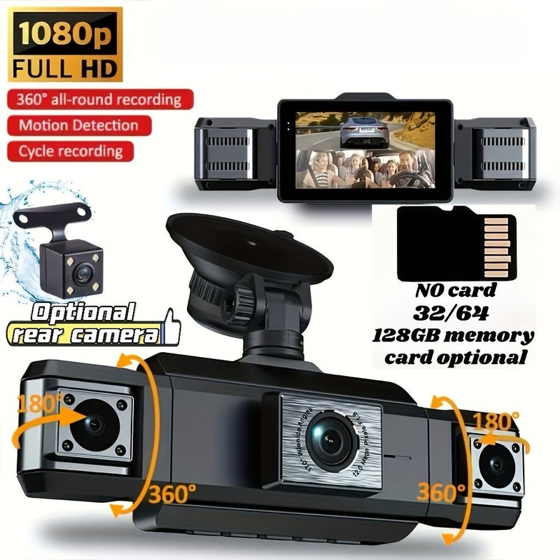 كاميرا داشكام رباعية 1080P أمامية و 720P خلفية يسار يمين مع بطاقة 64 جيجابايت - Image 1