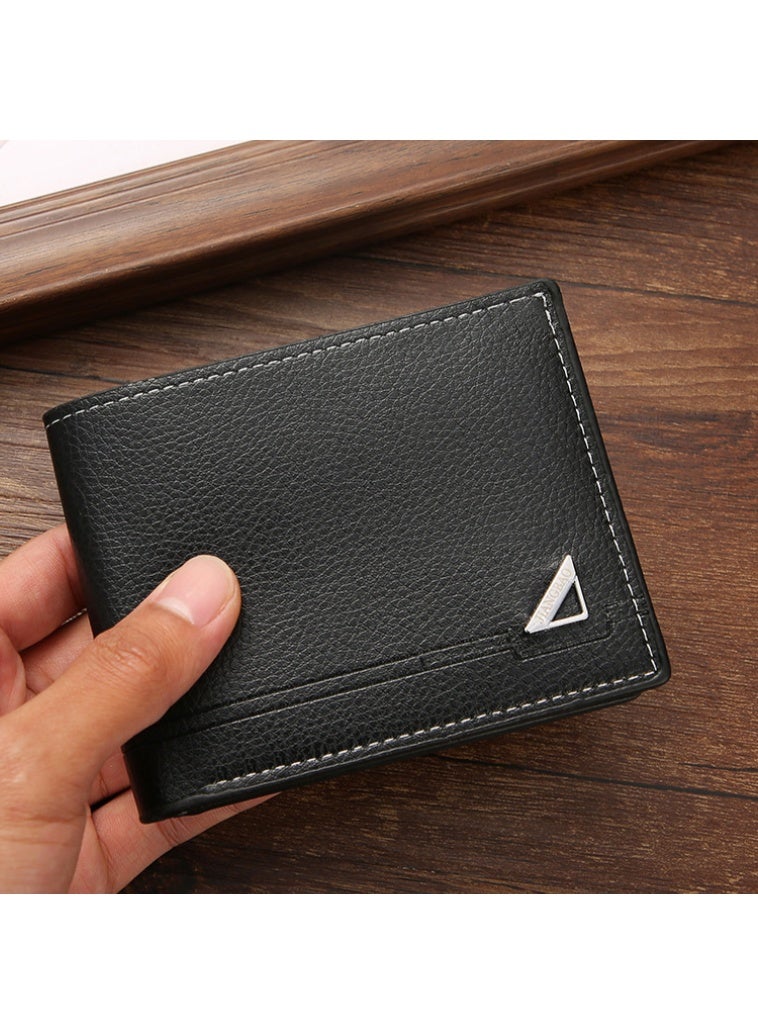 Men's Short Wallet Horizontal PU Leather Soft Wallet Fashion Large Capacity Card Holder for Young Men Business Casual Slim Bifold Wallet Men Daily Carry Accessories - Image 3
