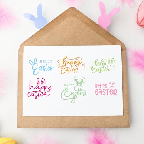 Heureppy Happy Easter Clear Stamps for Card Making Happy Easter Words Bunny Rabbit Rubber Stamps Easter Transparent Silicone Seals for Easter Spring DIY Scrapbooking Embossing Paper Card Album Craft Supplies - Image 5