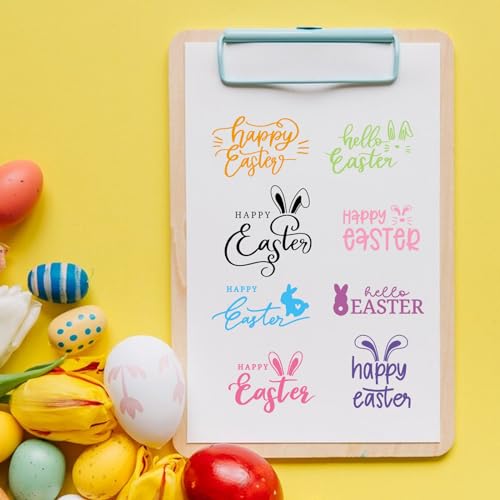 Heureppy Happy Easter Clear Stamps for Card Making Happy Easter Words Bunny Rabbit Rubber Stamps Easter Transparent Silicone Seals for Easter Spring DIY Scrapbooking Embossing Paper Card Album Craft Supplies - Image 4