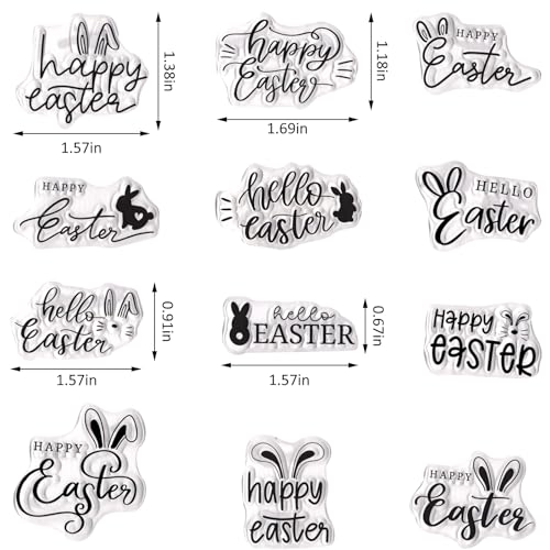 Heureppy Happy Easter Clear Stamps for Card Making Happy Easter Words Bunny Rabbit Rubber Stamps Easter Transparent Silicone Seals for Easter Spring DIY Scrapbooking Embossing Paper Card Album Craft Supplies - Image 2