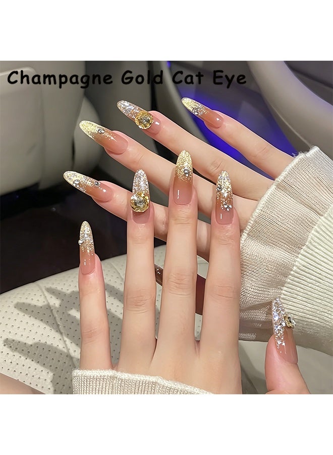 XEIJAYI Uv Led Gel Polish, Gold Cat Eye Gel Nail Polish, Warm Golden Shimmer Magnetic UV/LED Soak-Off Nail Gel, Long-Lasting Salon-Quality Varnish for Manicure 02 - Image 3