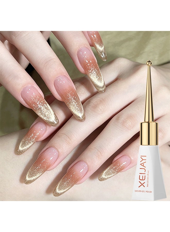 XEIJAYI Uv Led Gel Polish, Gold Cat Eye Gel Nail Polish, Warm Golden Shimmer Magnetic UV/LED Soak-Off Nail Gel, Long-Lasting Salon-Quality Varnish for Manicure 02 - Image 1