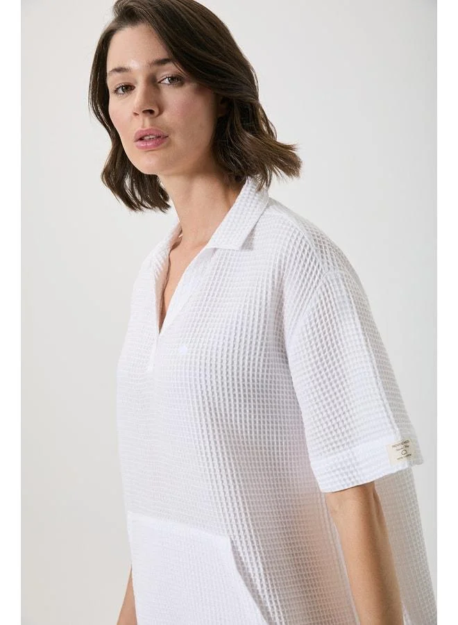 Penye Mood  100% cotton waffle polo-collar dress. for Women | Best Price UAE