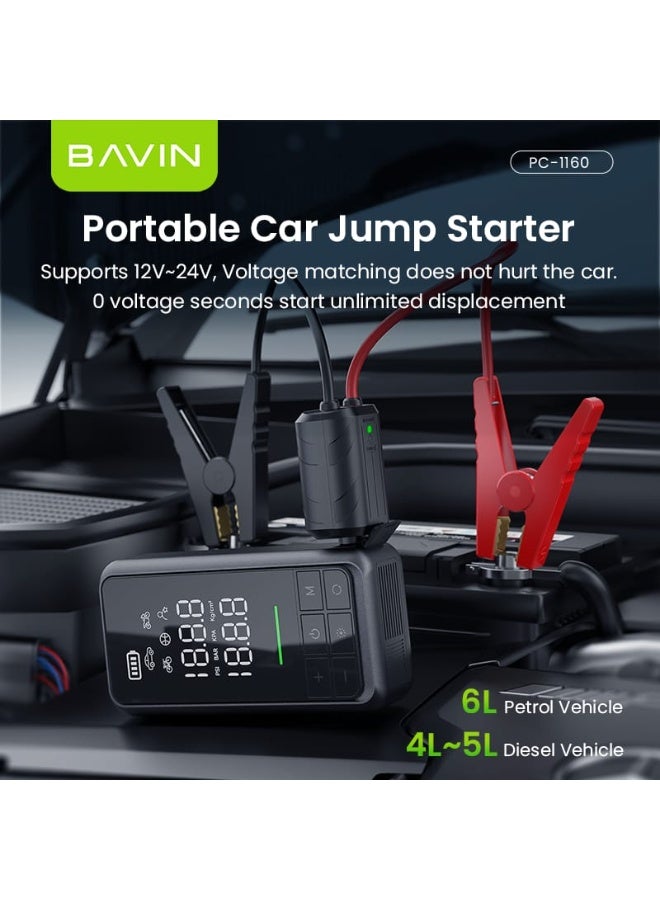 Bavin 2 in 1 Car Jump Starter & Air Compressor and 10400mAh Powerbank and 85W Charging Power Fast and Powerful Inflation and Digital Display for Precision and LED Lighting - Image 4