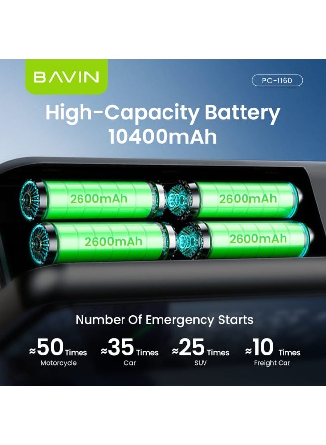Bavin 2 in 1 Car Jump Starter & Air Compressor and 10400mAh Powerbank and 85W Charging Power Fast and Powerful Inflation and Digital Display for Precision and LED Lighting - Image 5
