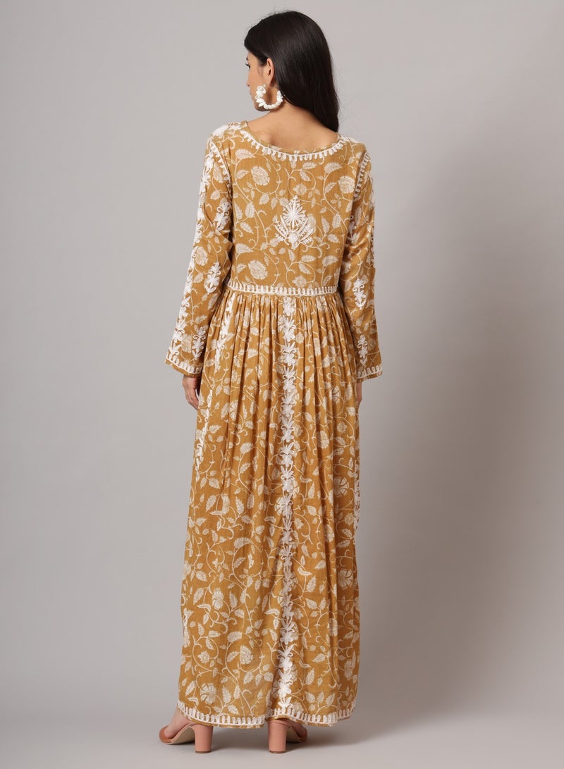 الايا جلابية مطبوعة من قطن المولمول مطرزة يدوياً بلوكناوي شيكانكاري - Image 2