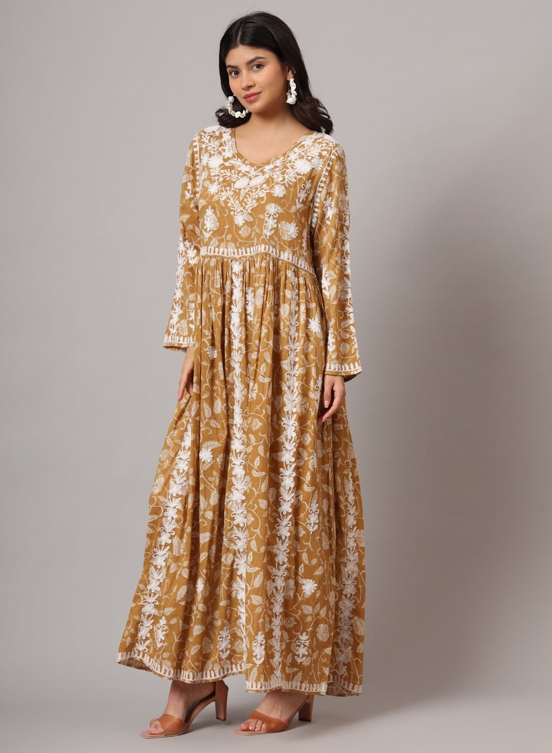 الايا جلابية مطبوعة من قطن المولمول مطرزة يدوياً بلوكناوي شيكانكاري - Image 3