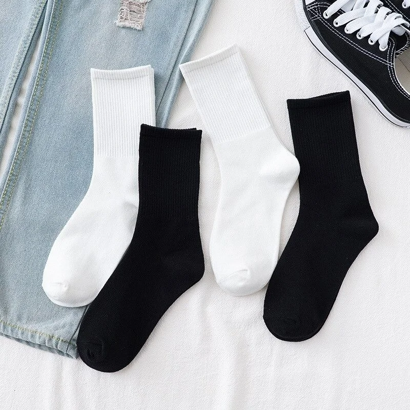 بي جي كي Unisex College Plain Patternless Socks 4 Pieces