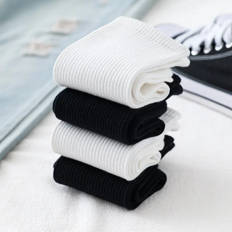 بي جي كي Unisex College Plain Patternless Socks 4 Pieces
