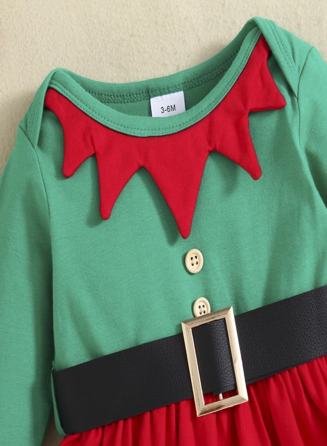 WOLBAY Newborn Toddler Girl Christmas Outfit Santa Romper Bodysuit Top+Striped Pants With Hat Clothing For Girl(Red L,0-3 Months) - Image 4