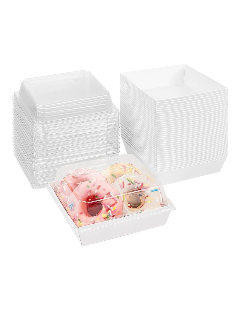 SYOSI - 50 Pack Paper Charcuterie Boxes with Clear Secure Lids Clear Plastic Cheesecake Containers Individual Disposable Triangle Cake Boxes for Pie Slice Cheesecake Dessert - Image 1