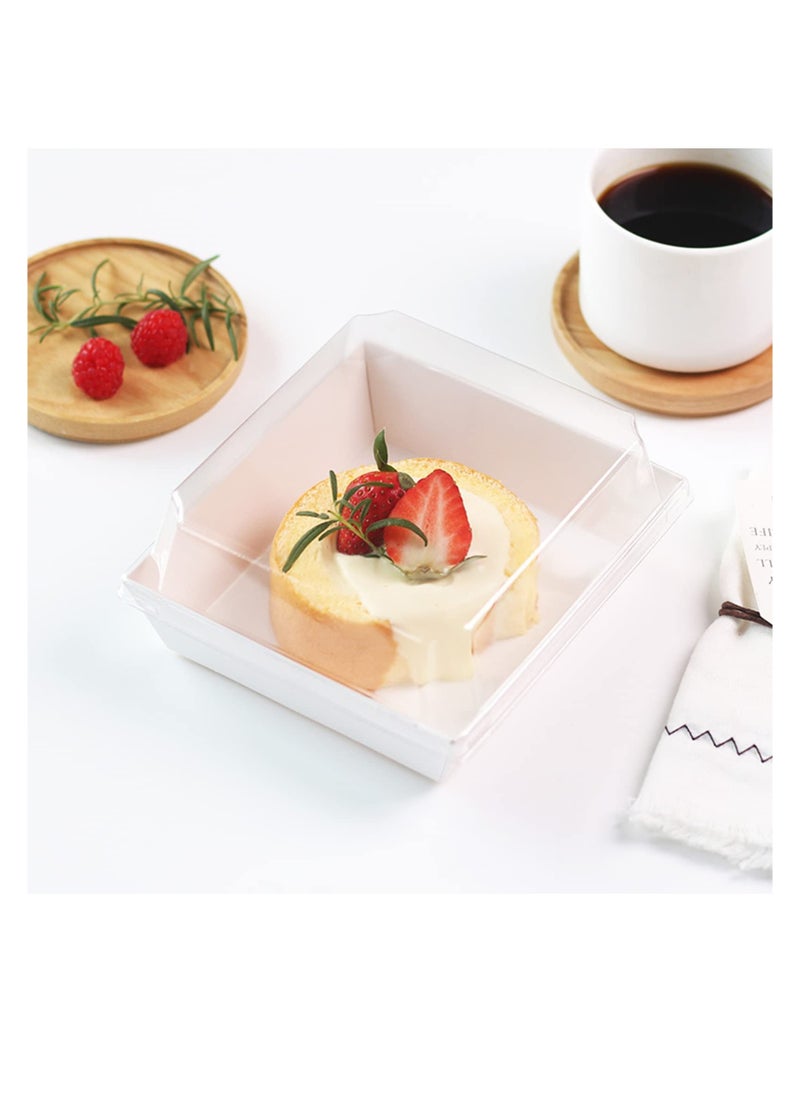SYOSI - 50 Pack Paper Charcuterie Boxes with Clear Secure Lids Clear Plastic Cheesecake Containers Individual Disposable Triangle Cake Boxes for Pie Slice Cheesecake Dessert - Image 1
