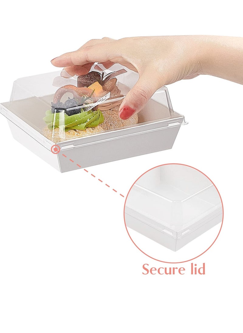 SYOSI - 50 Pack Paper Charcuterie Boxes with Clear Secure Lids Clear Plastic Cheesecake Containers Individual Disposable Triangle Cake Boxes for Pie Slice Cheesecake Dessert - Image 1