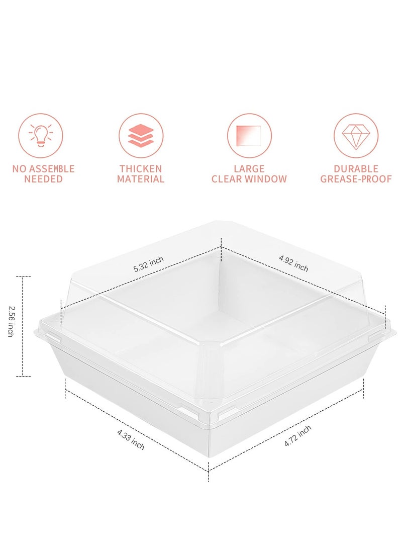 SYOSI - 50 Pack Paper Charcuterie Boxes with Clear Secure Lids Clear Plastic Cheesecake Containers Individual Disposable Triangle Cake Boxes for Pie Slice Cheesecake Dessert - Image 1