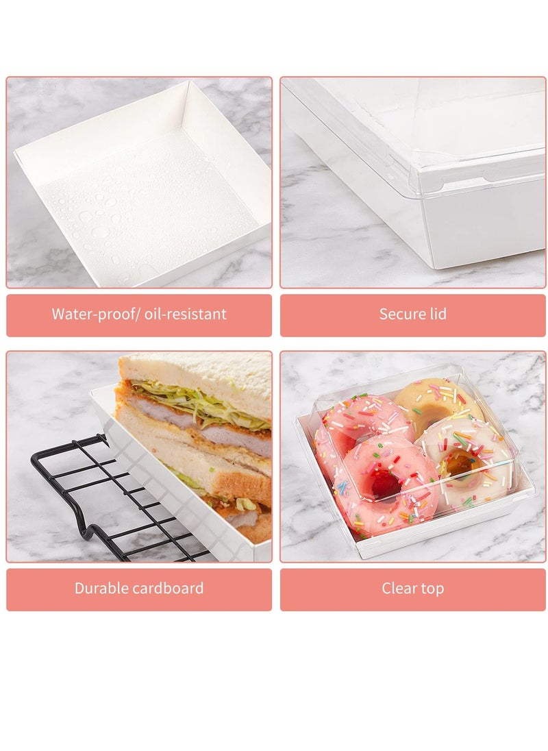 SYOSI - 50 Pack Paper Charcuterie Boxes with Clear Secure Lids Clear Plastic Cheesecake Containers Individual Disposable Triangle Cake Boxes for Pie Slice Cheesecake Dessert - Image 1