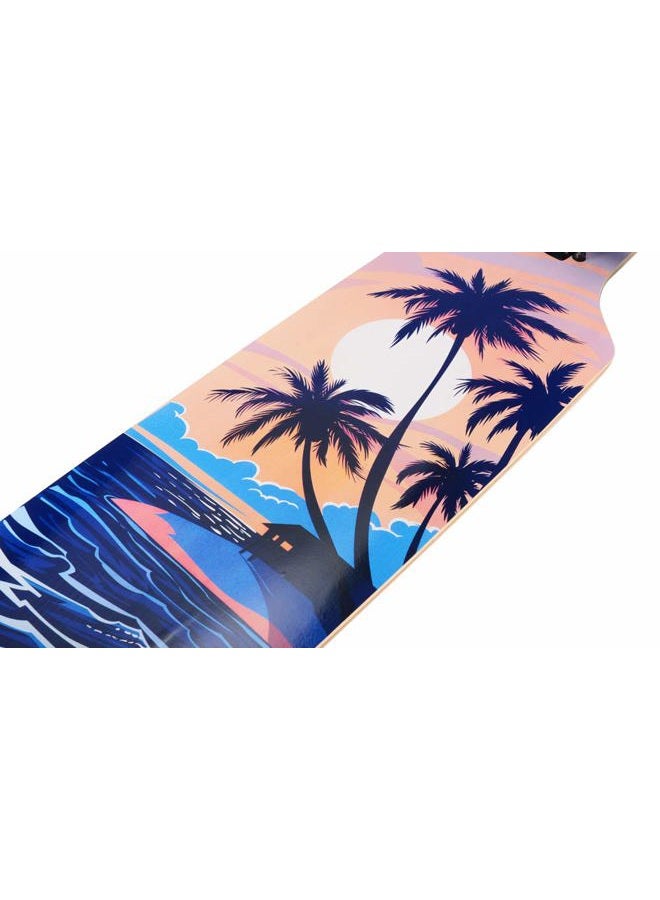 Playshion 39 Inch Drop Through Freestyle Longboard Skateboard Cruiser Coconut Tree - Image 5