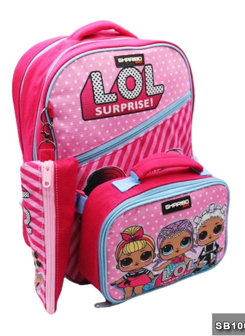 Gharibo Bags School backpack with lunchbag Size 15 LOL surprise  - Image 2