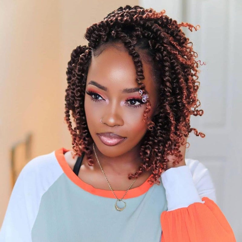 AMELI Passion Twist Crochet Hair 8Inch Passion Twist Hair 8 Packs Pre-Twisted Curly Crochet Hair for Black Women (T350-8packs) - Image 1