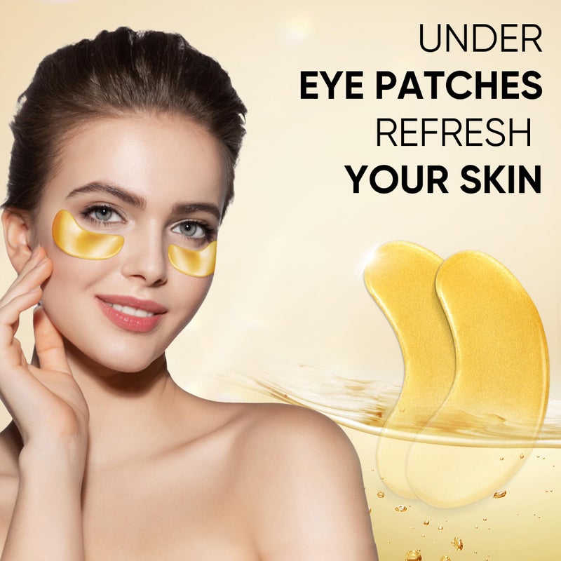 Bukamkom 20Pcs/10Pairs Under Eye Patches Gold for Dark Circles, Puffy Eyes, and Wrinkles, 24K Gold Eye Mask for Face, Eye Cream for Men and Women - Image 2