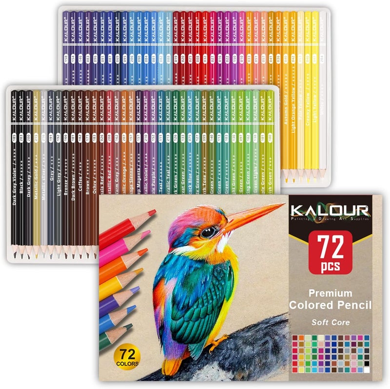 KALOUR 72 Count Colored Pencils For Adult Coloring Books, Soft Core, Ideal For Drawing Blending Shading, Color Pencils Set Gift For Adults Kids Beginners - Image 1