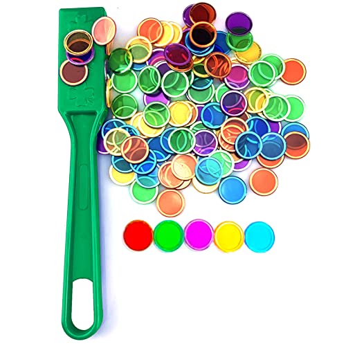 Dacefloy Magnetic Wands and Bingo Chips Set Magnet Wand 100 Multicolour Metal Ringed Discs Science STEM Kit Learning Accessories Family Game Night Tokens - Image 1