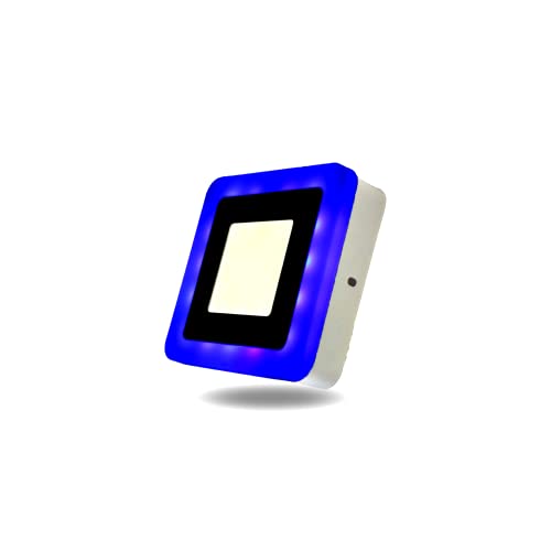 D'Mak 6 Watt (3+3) Square Double Colour LED Surface Panel Light Side 3D Effect Light (White & Blue, 1) - Image 1