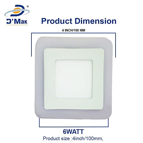 D'Mak 6 Watt (3+3) Square Double Colour LED Surface Panel Light Side 3D Effect Light (White & Blue, 1) - Image 4