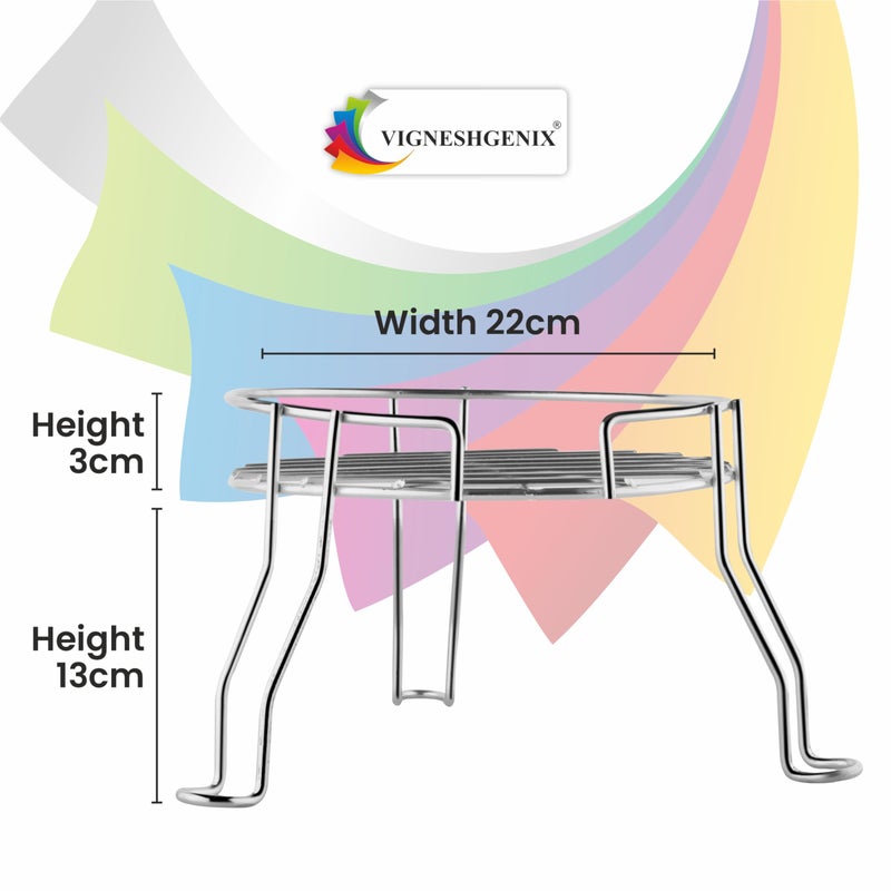 VIGNESHGENIX Stainless Steel Matka Stand for Water Pot Can| Matki/Ghada/Pot Stand for Kitchen | Plant Pot Steel Holder/Rack (22 x 22x 16 cm)  - Image 4