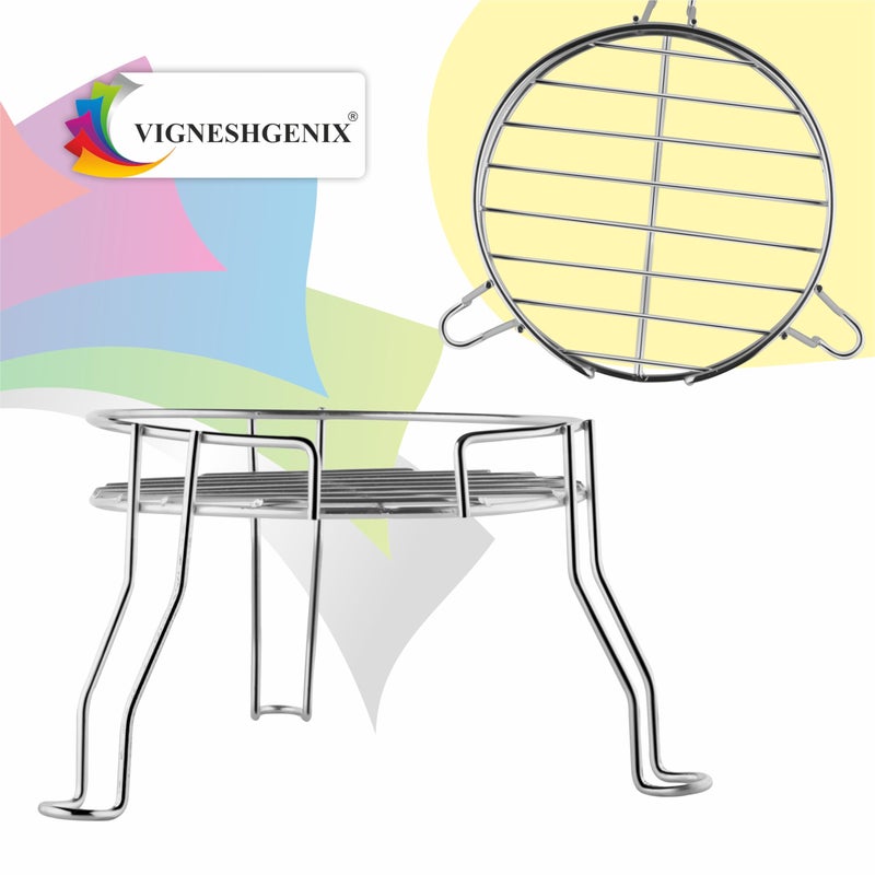 VIGNESHGENIX Stainless Steel Matka Stand for Water Pot Can| Matki/Ghada/Pot Stand for Kitchen | Plant Pot Steel Holder/Rack (22 x 22x 16 cm)  - Image 5