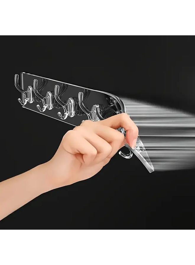 Six Rows Six Hooks Transparent Seamless Hanger Super Strong Adhesive Wall Mounted Storage Rack - Image 5