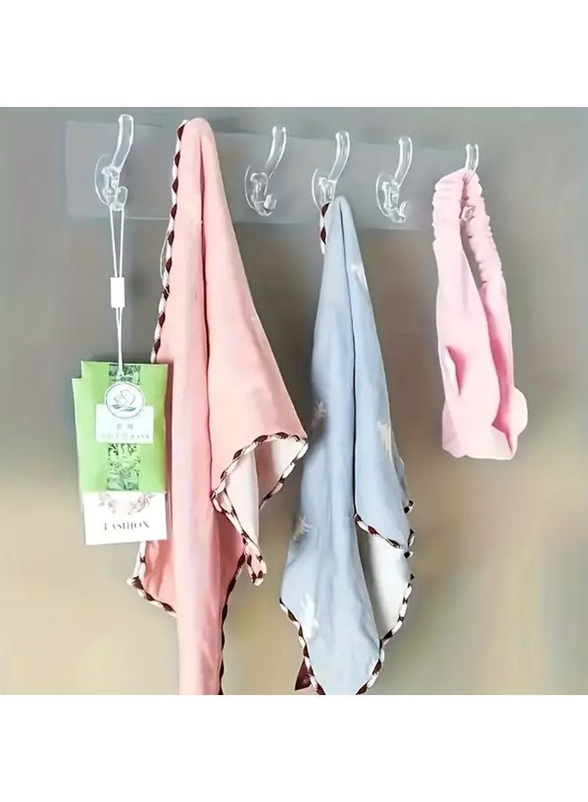 Six Rows Six Hooks Transparent Seamless Hanger Super Strong Adhesive Wall Mounted Storage Rack - Image 3