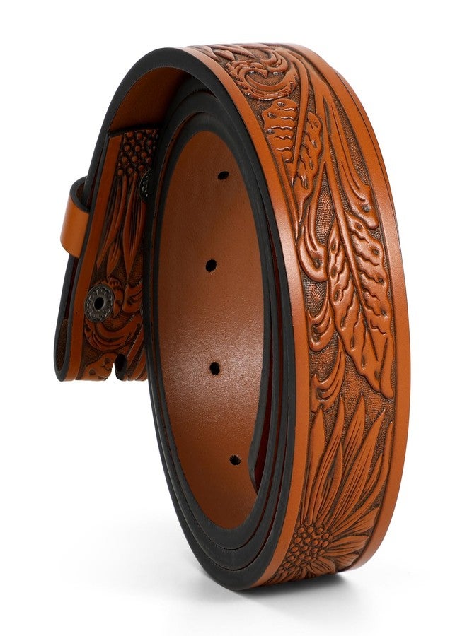 TRIWORKS Western Belt for Men without Buckle Cowboy Leather Belt Country Belt 1.5”Embossed Leather Belt Strap - Image 2