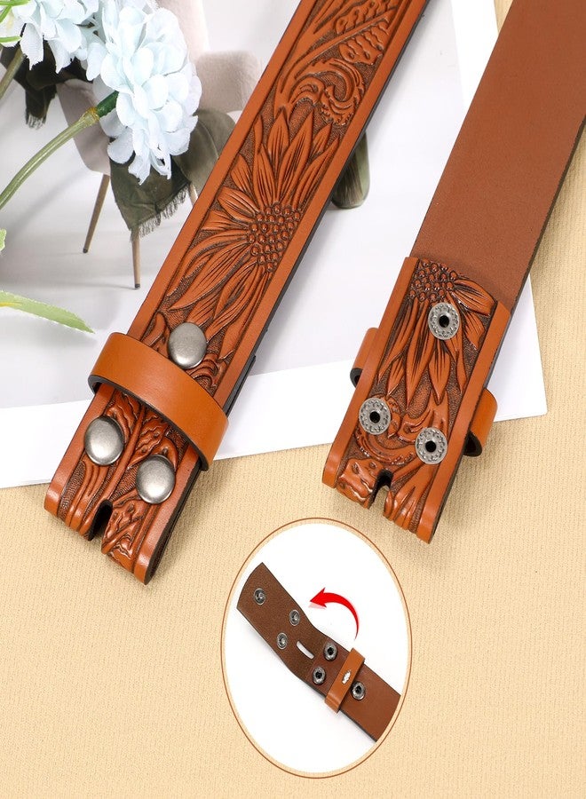 TRIWORKS Western Belt for Men without Buckle Cowboy Leather Belt Country Belt 1.5”Embossed Leather Belt Strap - Image 3