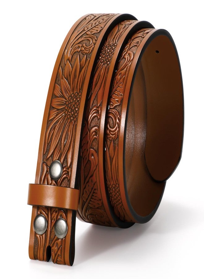 TRIWORKS Western Belt for Men without Buckle Cowboy Leather Belt Country Belt 1.5”Embossed Leather Belt Strap - Image 1