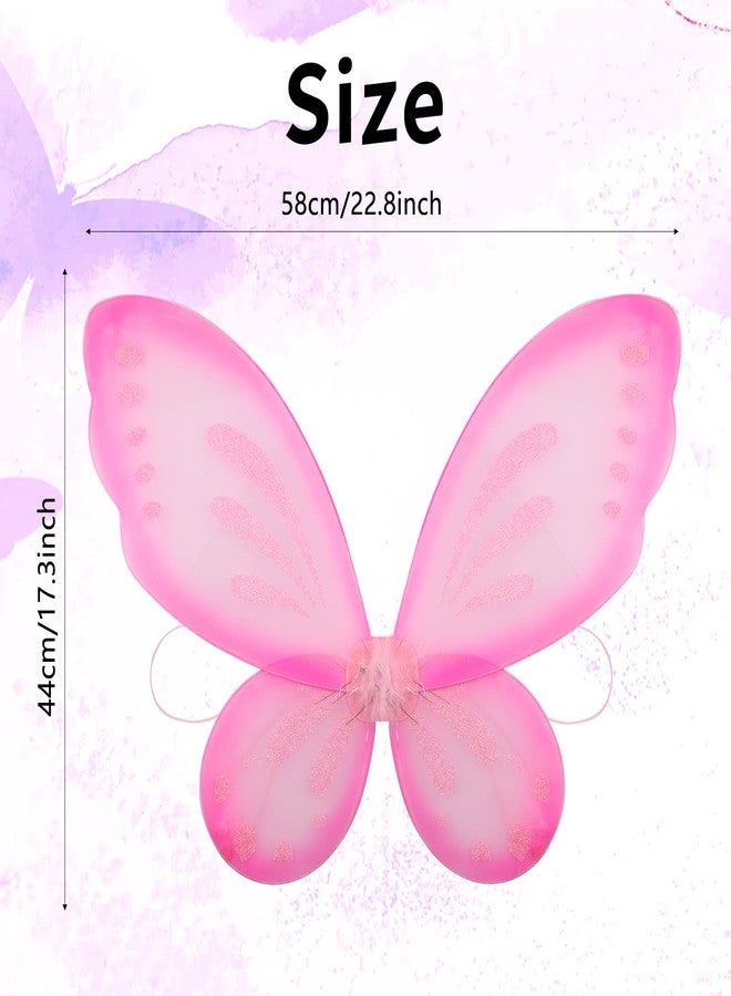 Fishdown Costume Fairy Wings Butterfly Angel Wings, Costume Accessories for Kids, Birthday Halloween Cosplay Party Favors (Butterfly-Pink) - Image 2