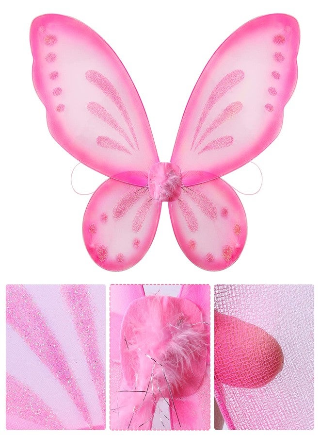 Fishdown Costume Fairy Wings Butterfly Angel Wings, Costume Accessories for Kids, Birthday Halloween Cosplay Party Favors (Butterfly-Pink) - Image 3