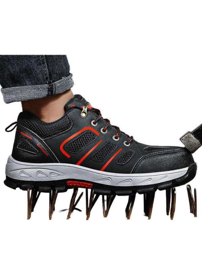 Jingtu أحذية أمان للرجال، مقاومة للاهتراء، كعب فولاذي، مقاومة للثقب، خفيفة الوزن، أحذية عملية لمواقع البناء 857Bk مقاس 37 - Image 2