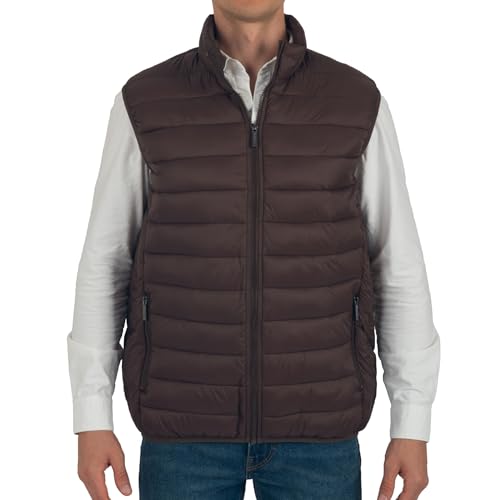 Alpine Swiss Clark Mens Puffer Vest Down Alternative Water Resistant Packable Outerwear Zip Up Pockets Warm Versatile Layer BRN Large - Image 2