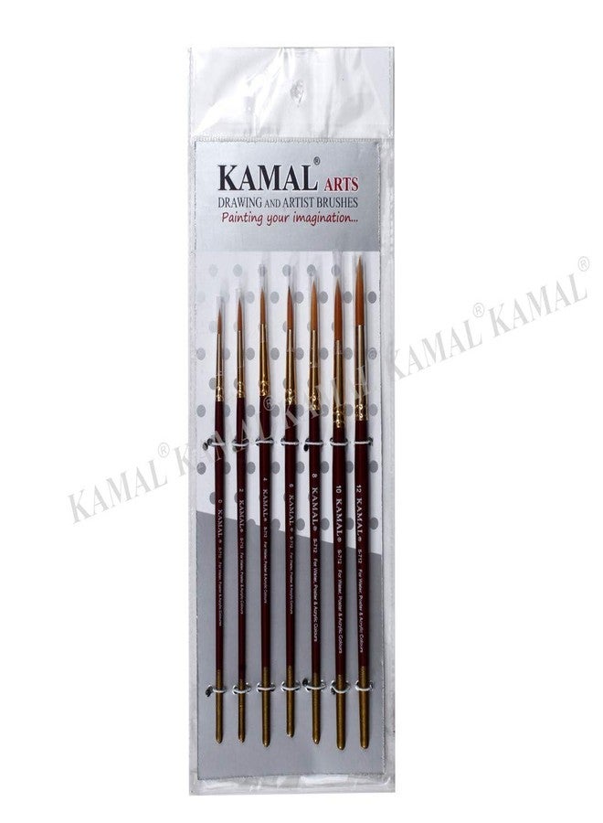 KAMAL Round Artist Quality Painting Brush Golden Taklon / Synthetic Hair Handmade Quality (Maroon/Golden Handle ) - Image 5