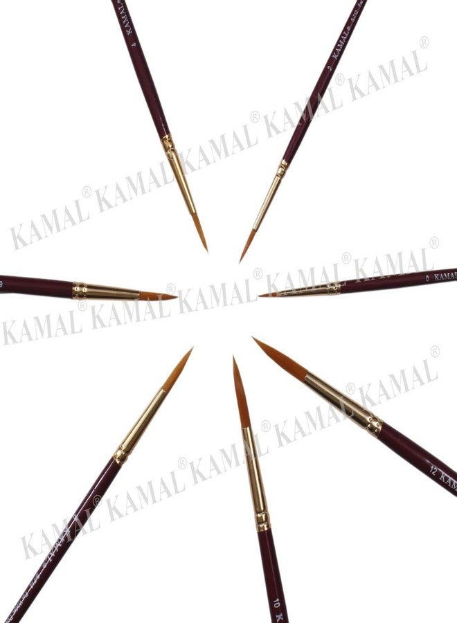 KAMAL Round Artist Quality Painting Brush Golden Taklon / Synthetic Hair Handmade Quality (Maroon/Golden Handle ) - Image 4